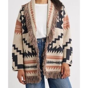 Pendleton Graphic Fringe Cardigan, S, NWT